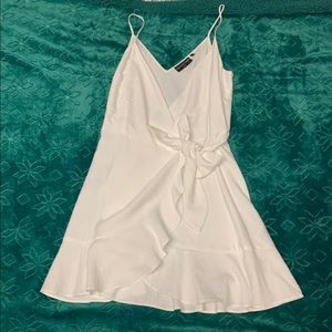 Lulus Soulmate Ivory Ruffled Wrap Dress